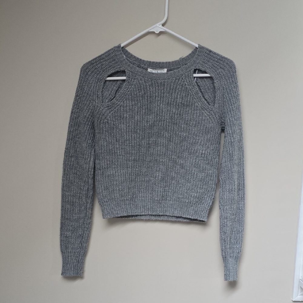 Cloud Chaser Gray Cutout Sweater